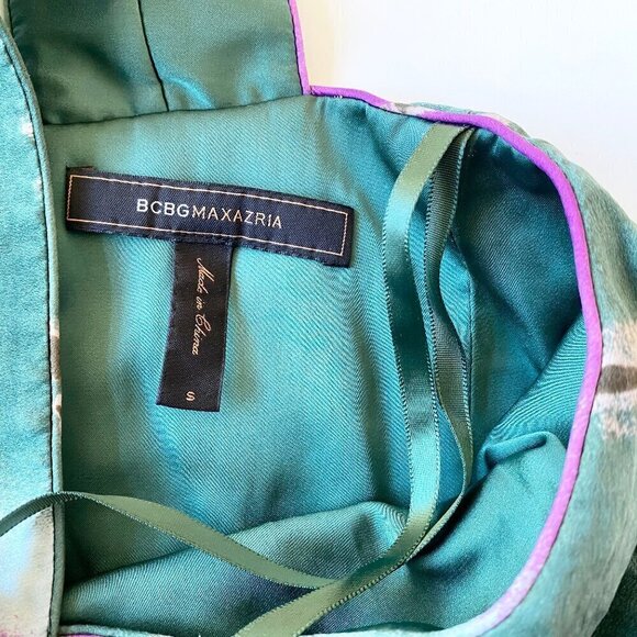 BCBG Max Azria 100% Silk Sleeveless Top Womens S Green Purple Brown Tie Dye Boho - Picture 12 of 16